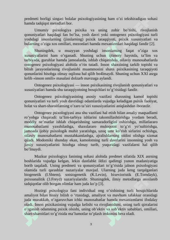 INSON PSIXIKASINING ONTOGENEZDA RIVOJLANISHI 3