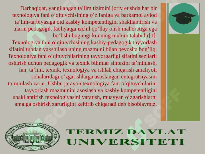 TEXNOLOGIYA’’FANI O’QITUVCHISINING KASBIY KOMPETENSIYALARINI RIVOJLANTIRISHNING NAZARIYASI VA AMALIYOTI 3