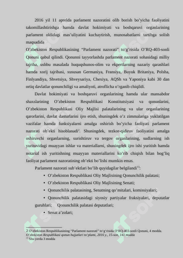Umumdavlat nazorat organlarining moliyaviy nazoratni tashkil etishdagi roli 7