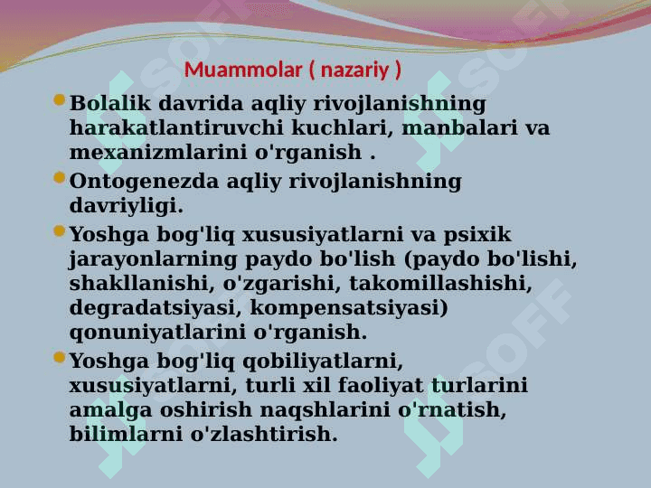 Bolalar psixologiyasi predmiteni aniqlashtirish 4