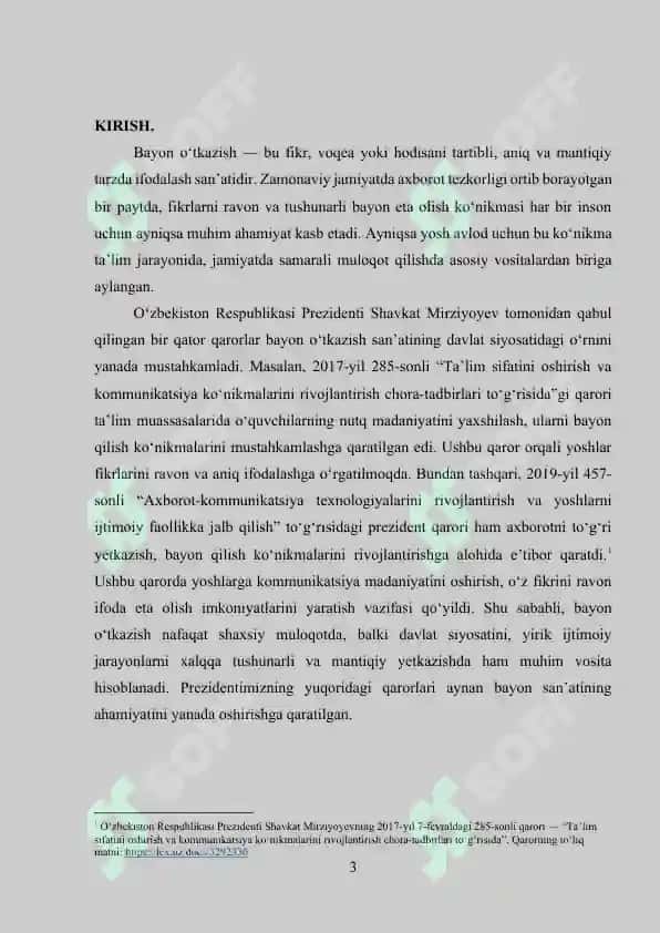 Bayon o'tkazish bo'yicha matn to'plash 3