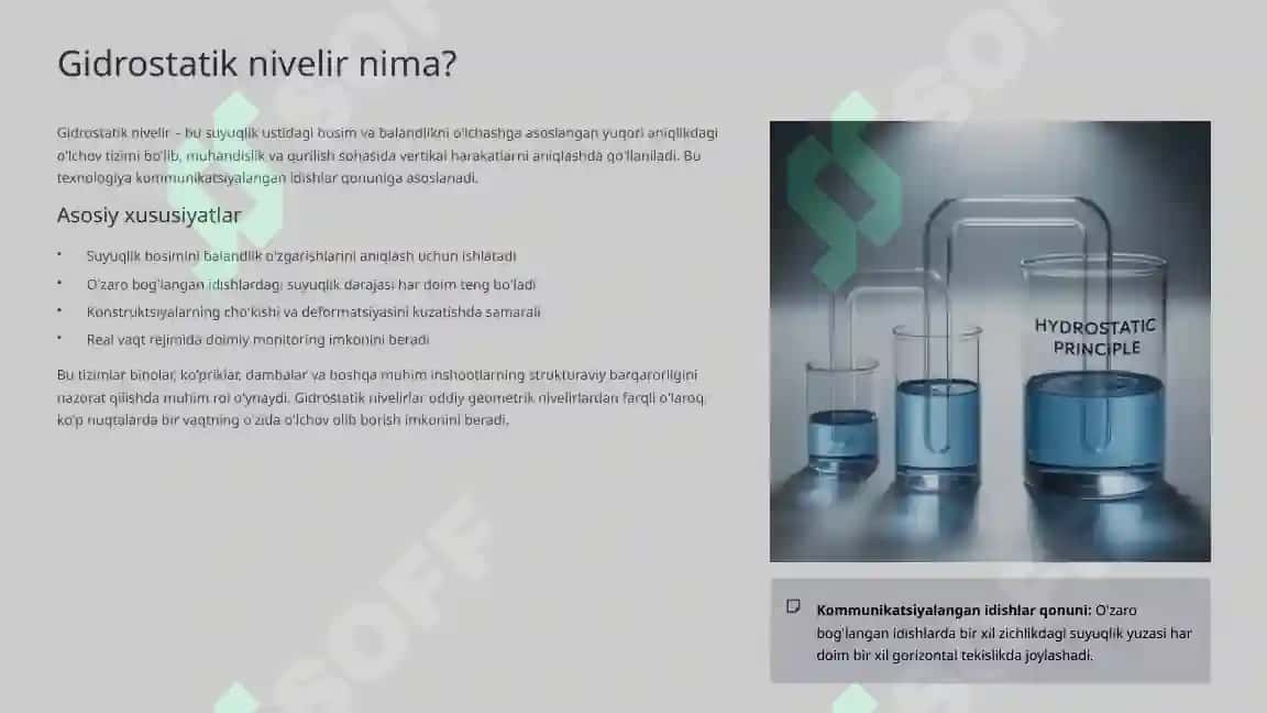 Gidrostatik nivelir konstruktsiyalarini o'rganish 2