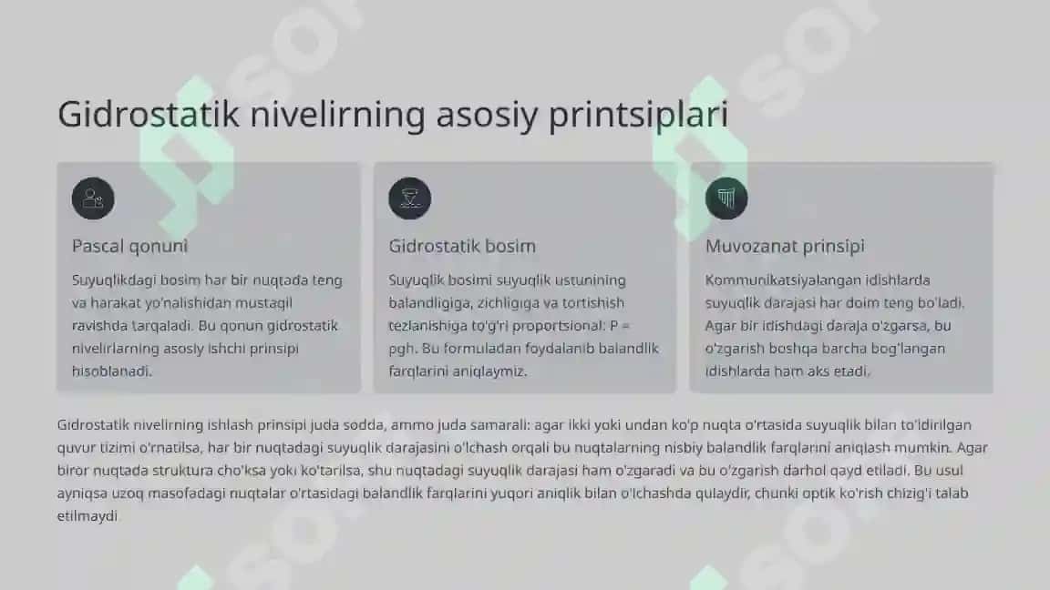 Gidrostatik nivelir konstruktsiyalarini o'rganish 3