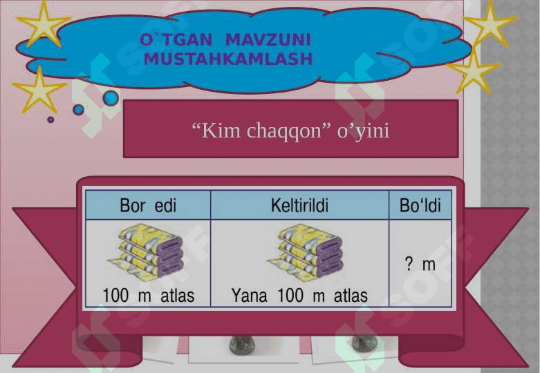Uch xonali sonni xona birliklari yigʻindisi koʻrinishda tasvirlash. 7