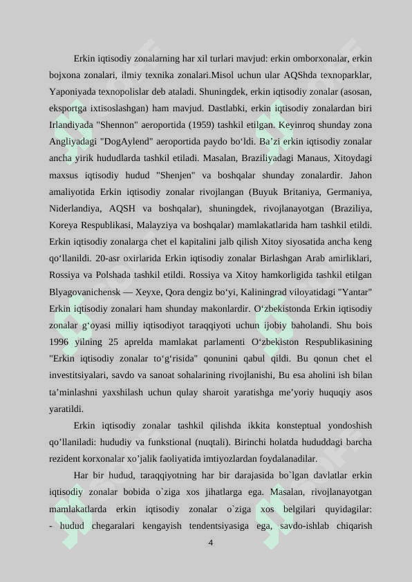 OʻZBEKISTON RESPUBLIKASI ERKIN IQTISODIY HUDUDLAR 4