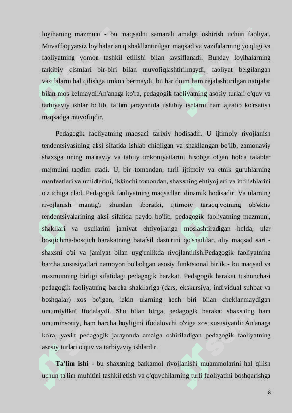 ZAMONAVIY MAKTABGACHA TAʼLIM TASHKILOTLARIDAGI PEDAGOGIKA FAOLIYATLAR 8