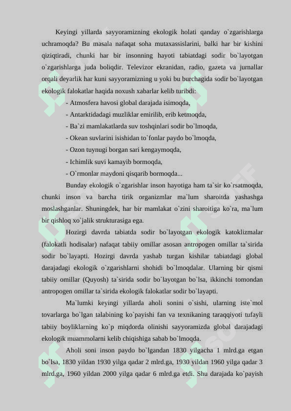 Global muammolarning mezonlari va darajalari 2