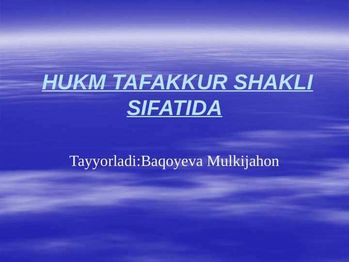 HUKM TAFAKKUR SHAKLI SIFATIDA 1