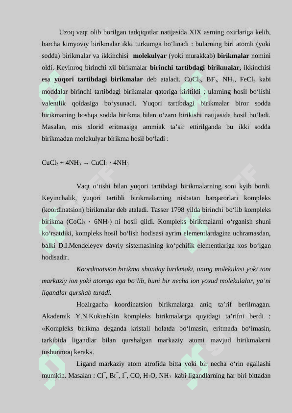 :” Kompleks birikmalar tuzilishi, verner nazariyasi, kompleks birikmalarda izomeriya magnetik xodisalar 3