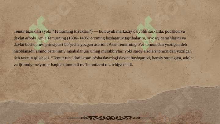 "Temur tuzuklari" va unug hozirgi davrdagi ahamiyati 3