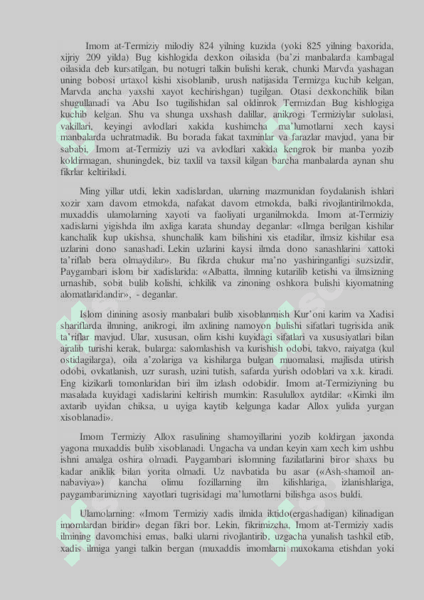 “IMOM AT-TERMIZIY XAYOTI IJODI” 2