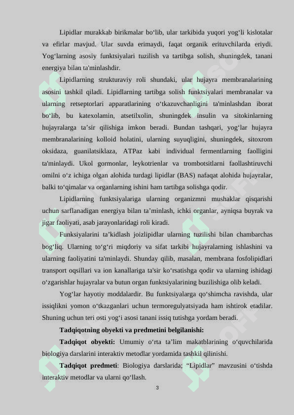 Umumiy o‘rta ta’lim maktablarida “Lipidlar” mavzusini o‘tishda interaktiv metodlarni qo‘llash 3