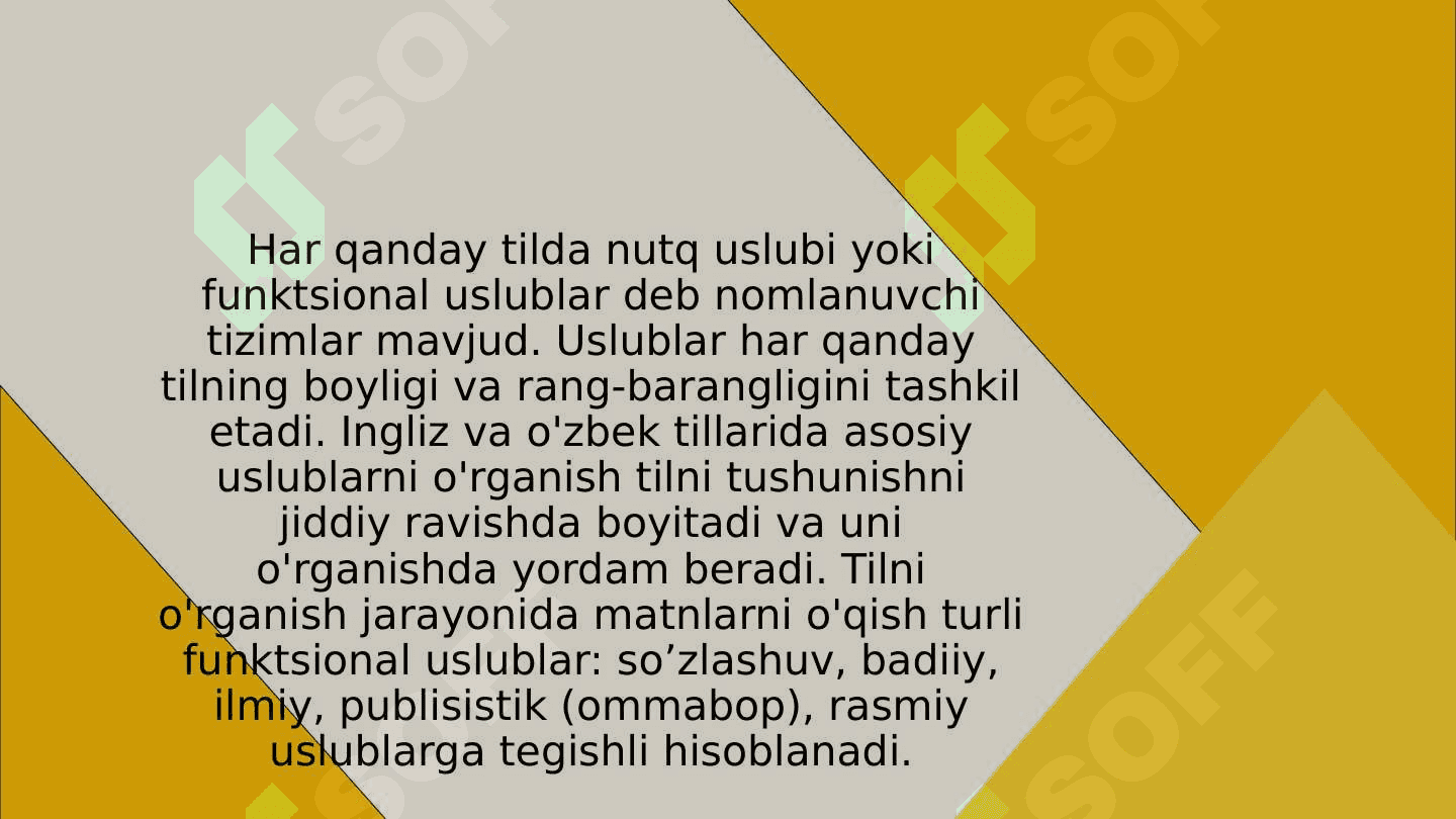 O'zbek tilining funksional uslublari va ularda matn yaratish jarayoni 2