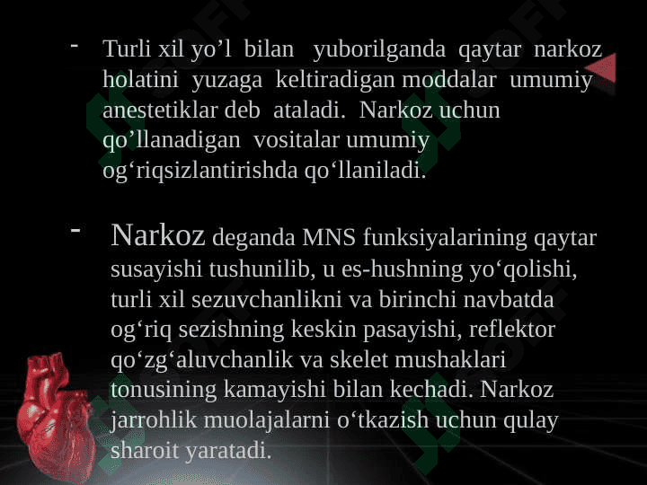 Narkoz vositalari. Etil spirti. Uxlatuvchi vositalar. Alkogolizm va uning asoratlari. 2