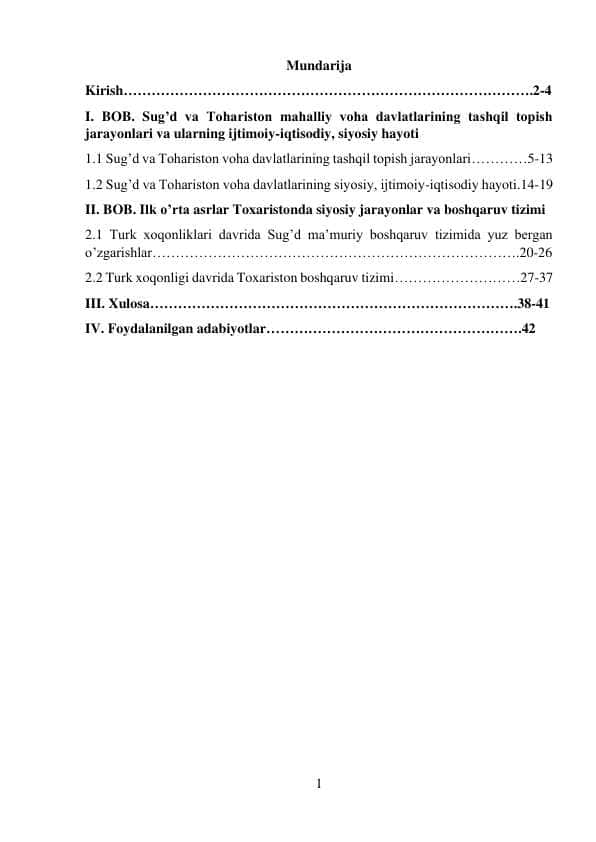 Sug’d va Tohariston mahalliy voha davlatlarining tashqil topish jarayonlari va ularning ijtimoiy-iqtisodiy, siyosiy hayoti