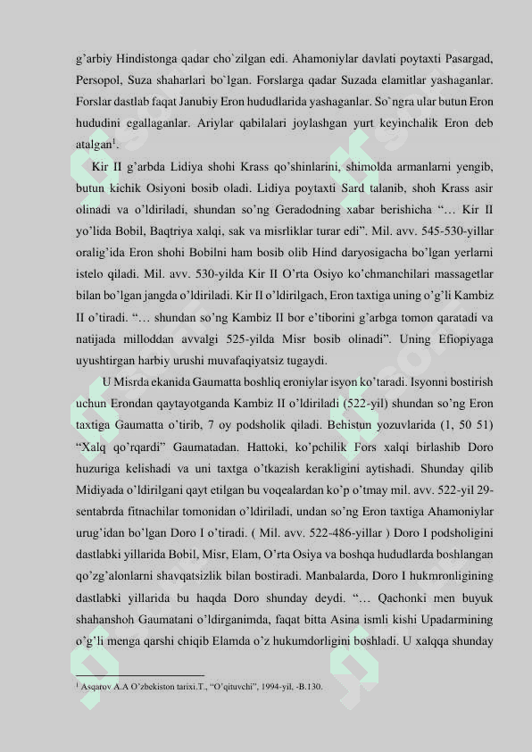 Ahamoniylar saltanatining tashkil topishi va O’rta Osiyoni bosib olishi 6