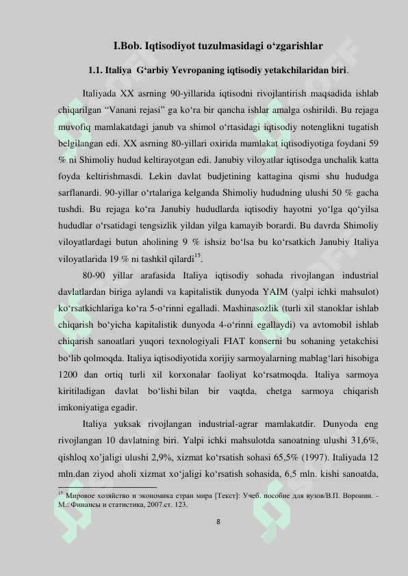 Italiya partiyaviy-siyosiy tizimida qayta qurish masalalari to`g`risida (1990-2015) 8