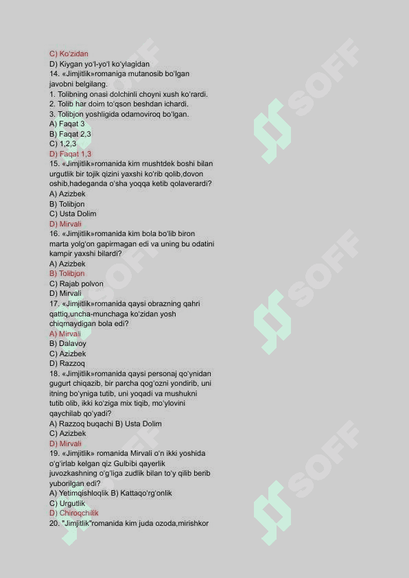Jimjitlik romani savol javoblar 3