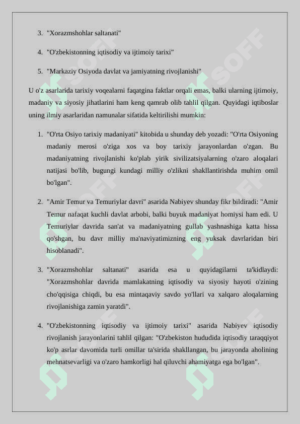 R.N.Nаbiyеvning tаriх fаnining rivоjlаnishigа qo‘shgаn hissаsi mavzusida esse yozish 2