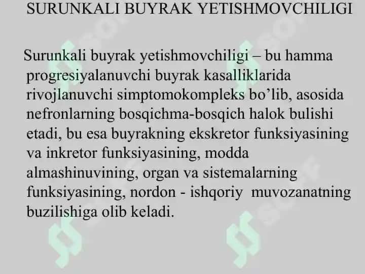 Surunkali buyrakyetishmovchiligi 3