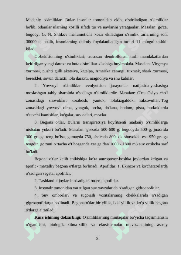 O’simliklarning mintaqalar bo’yicha taqsimlanish 4