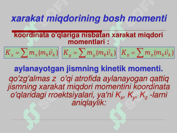 Potensial kuch maydoni. Moddiy  nuqta va mexanik sistema uchun  mexanik energiyaning saqlanish  qonuni. 3