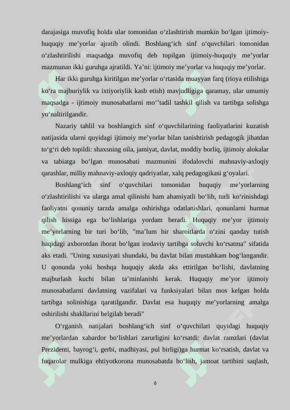 DAVLAT RAMZLAR BOSHLANG`ICH SINF O`QUVCHILARIGA XUQUQIY TARBIYA BERISH VOSITASI SIFATIDA 6