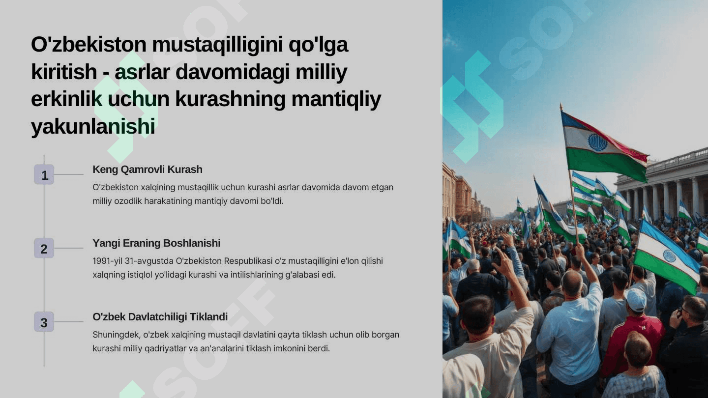 Mustaqillik O'zbekiston Respublikasi tashkil topishining tarixiy ahamiyati 2