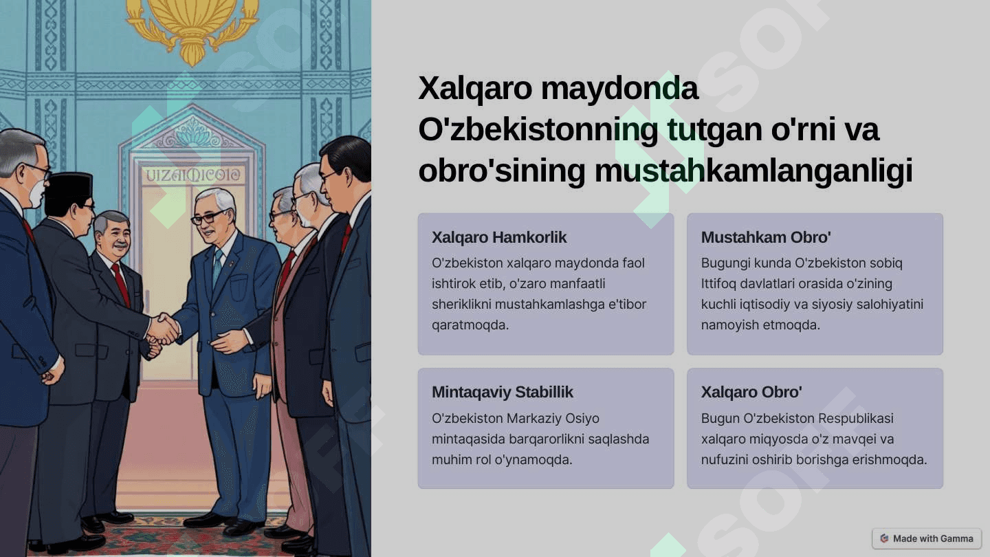 Mustaqillik O'zbekiston Respublikasi tashkil topishining tarixiy ahamiyati 4
