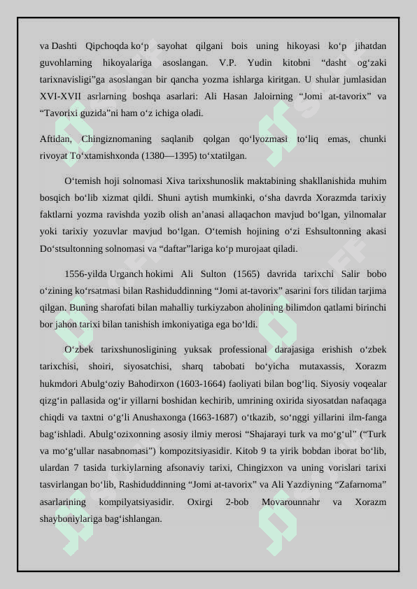 O‘rtа Оsiyoning ХVI–ХIX аsrlаr tаriхi tаriхshunоsligi 1 4