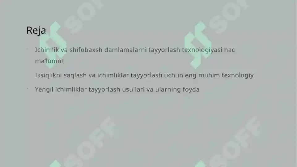 Issiq ichimlik va shifobaxsh damlamalarni tayyorlash texnologiyasi 2