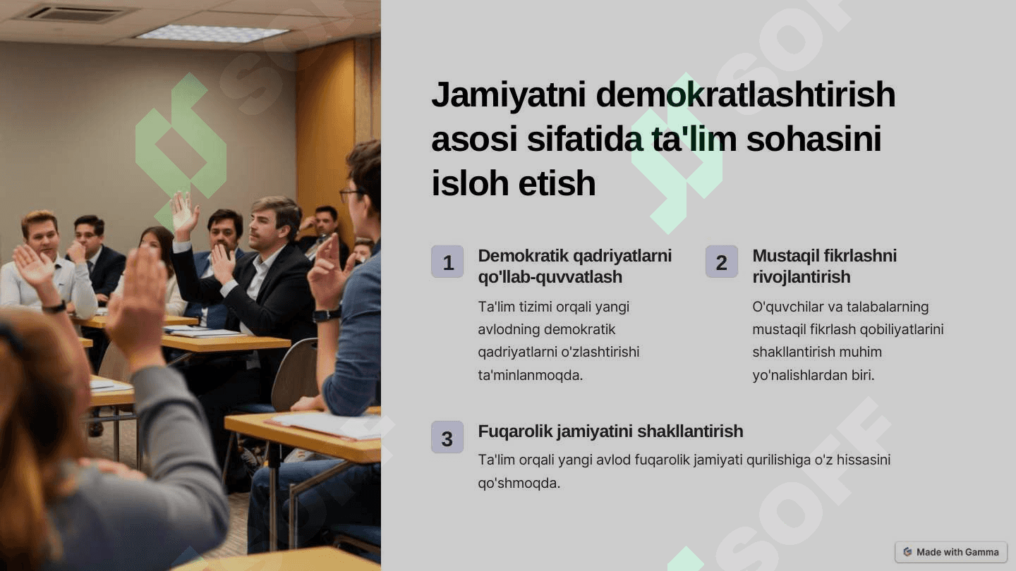 O'zbekiston Respublikasida ta'lim sohasida amalga oshirilgan islohotlar 2