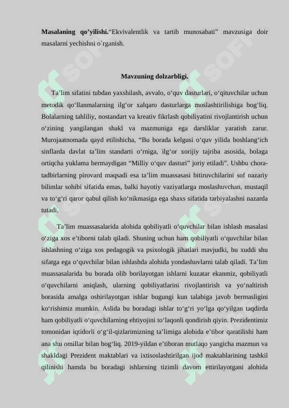 ”Binar va ekvivalent munosabatlar ” mavzusidagi 5