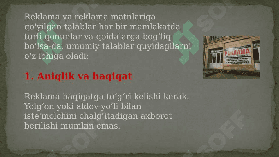Reklama va reklama matnlariga qo`yilgan matnlar 2