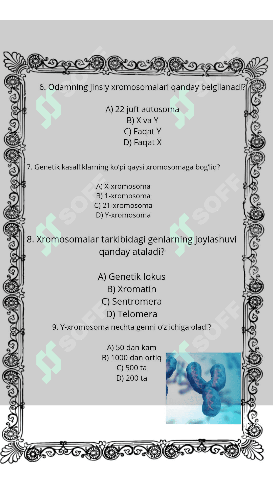 Odam xromosomasining monofunksional xususiyatlari 7