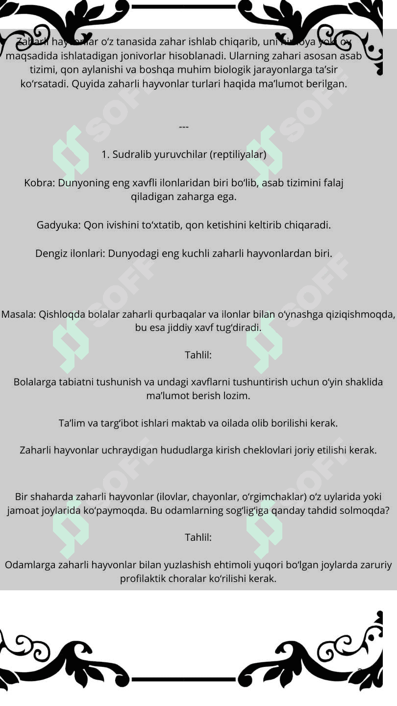 Zaharli hayvonlar 2