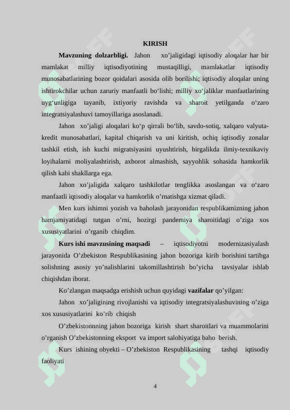 JAHON XO’JALIGI TARAQQIYOTINING  HOZIRGI ZAMON  XUSUSIYATLARI 4