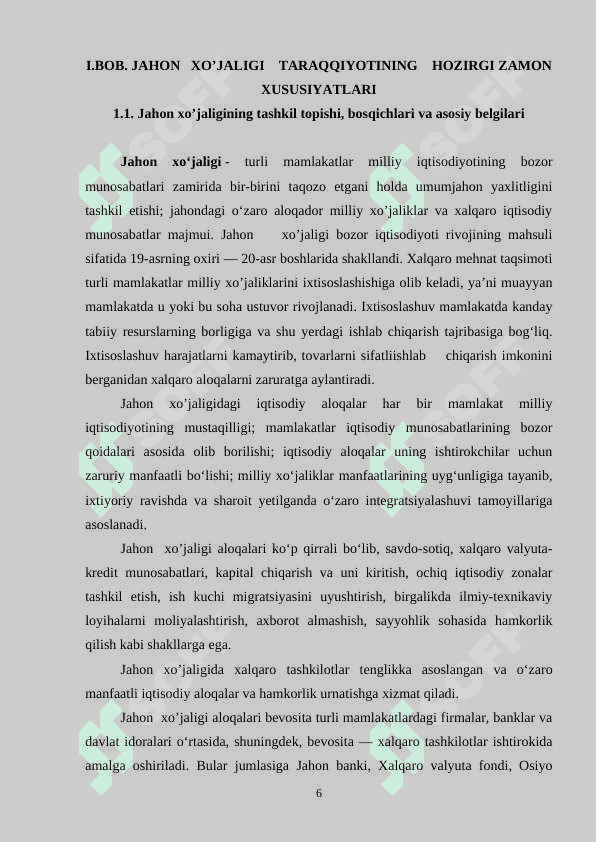 JAHON XO’JALIGI TARAQQIYOTINING  HOZIRGI ZAMON  XUSUSIYATLARI 6