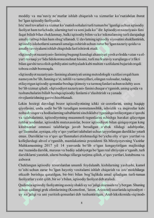 Iqtisodiy qonunlar va ularning amal qilish mexanizmi 8