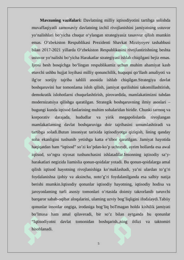 IQTISODIYOTNI DAVLAT TOMONIDAN TARTIBGA  SOLISHNING MOHIYATI SHAKILLARI VA USULLARI 5