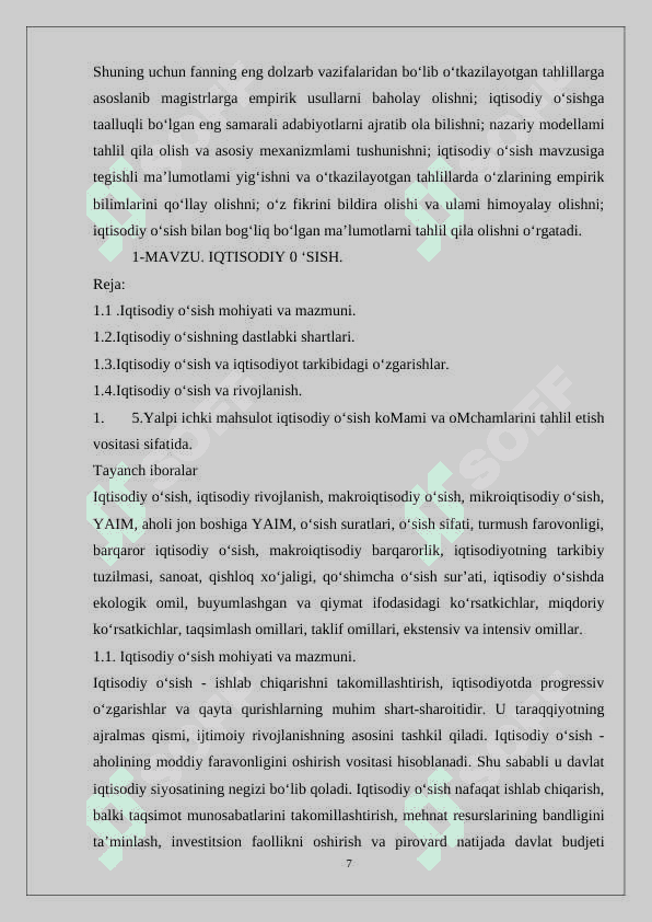IQTISODIYOTNI DAVLAT TOMONIDAN TARTIBGA  SOLISHNING MOHIYATI SHAKILLARI VA USULLARI 7