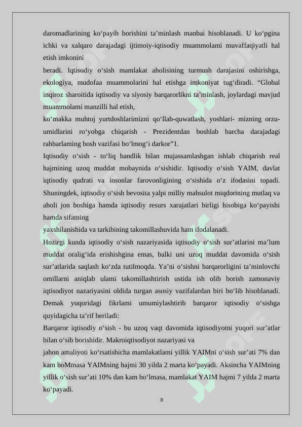IQTISODIYOTNI DAVLAT TOMONIDAN TARTIBGA  SOLISHNING MOHIYATI SHAKILLARI VA USULLARI 8