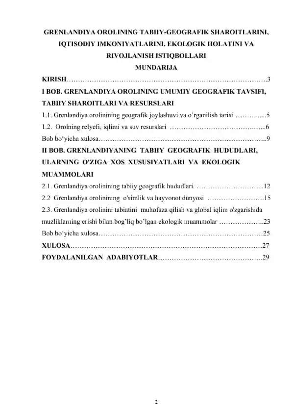 Grenlandiya Orolining Tabiiy-Geografik Sharoitlari 1