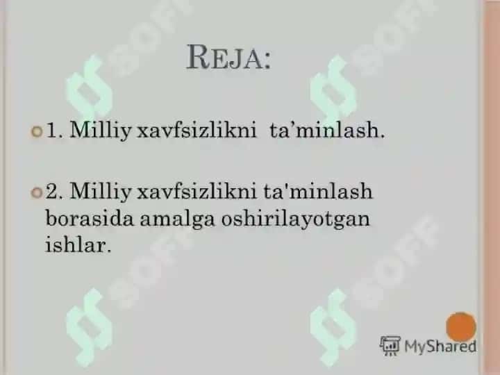 Milliy xavfsizlikni ta'minlash borasida malga oshirilayotgan ishlar 2