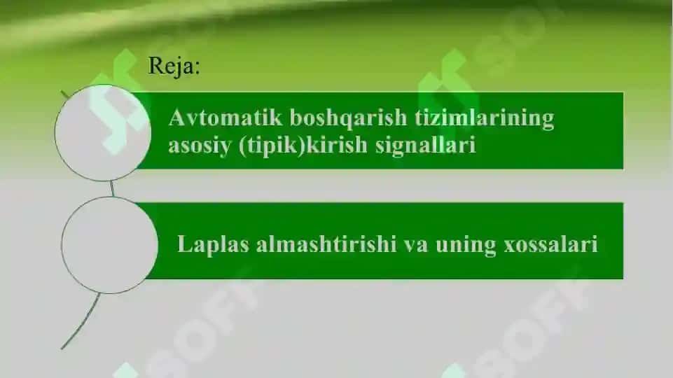 АVTОMАTIK BОSHQАRISH TIZIMLАRINING MАTЕMАTIK IFОDАSI 2