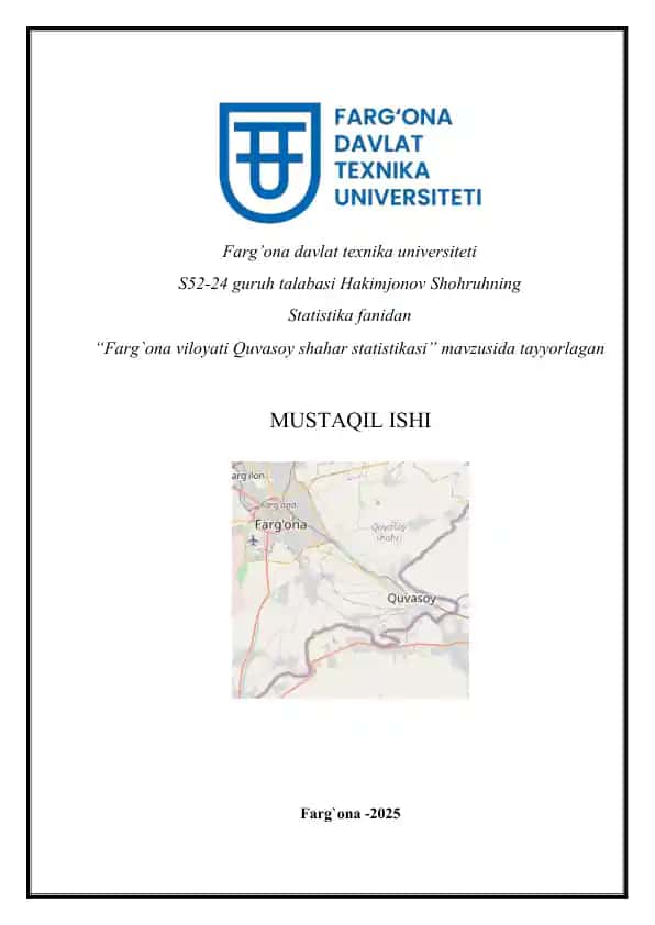 Farg`ona viloyati Quvasoy shahar statistikasi
