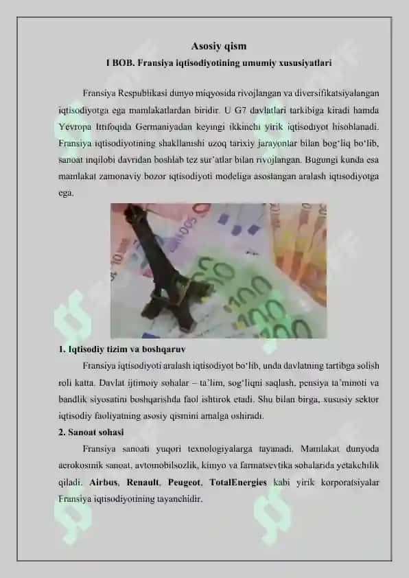 FRANSIYA DAVLATINING MAKROIQTISODIY KO'RSATKICHLARI TASNIFI 4