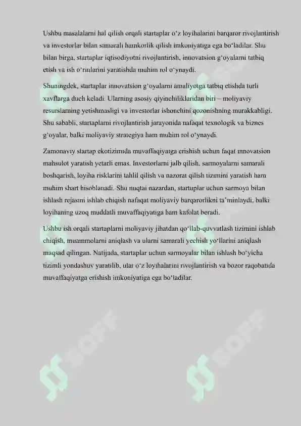 STARTUPLAR UCHUN SARMOYALAR BILAN ISHLASH REJASINI ISHLAB CHIQISH 3