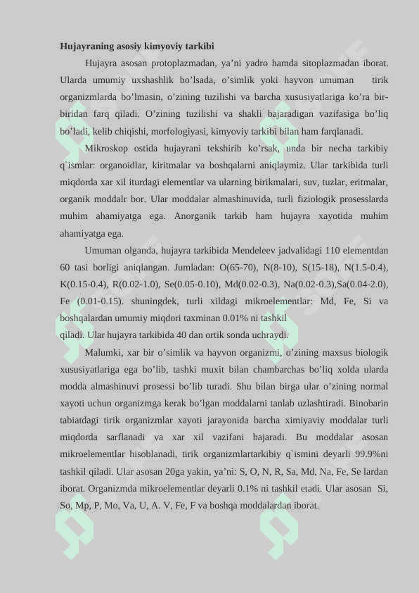 Hujayraning kimyoviy tarkibi 3