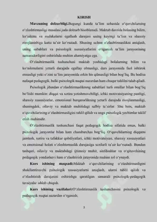 MAKTAB O‘QUVCHILARINING O‘ZLASHTIRMASLIGINI PSIXOLOGIK XUSUSIYATLARI. 3